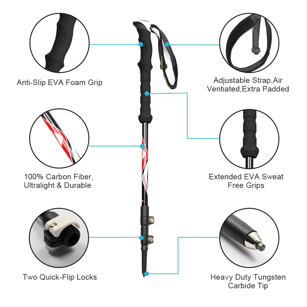 Green-2 Details about   Aluminum Collapsible Trekking Poles with EVA Handle Grip 